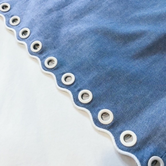 J. CREW Top Sleeveless Scallop Bohemian Summer Grommet Denim Blue Size 2 - Picture 9 of 16